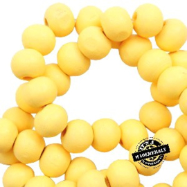 Houten kraal 8 mm rond sunshine yellow geel