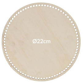 Houten bodem rond geperforeerd 22cm.