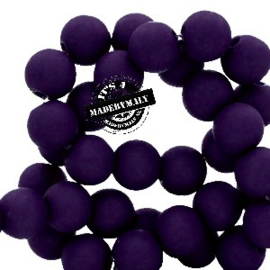 Mat acryl kralen rond 6mm paars donkerviolet, 40 stuks