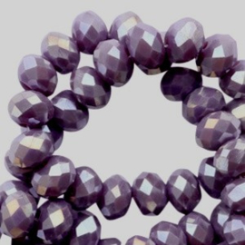 Facet kralen top quality disc 6x4 mm Lavender purple-diamond coating