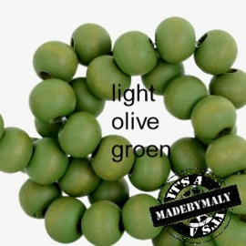 Houten kralen 8 mm rond Light olive groen
