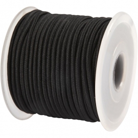 Koord elastiek 3 mm. zwart, per meter - elastisch koord