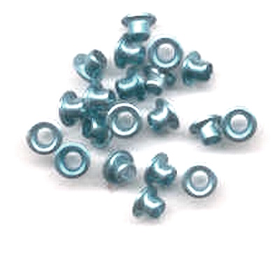 10 ronde eyelets metalic  ijsblauw