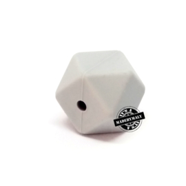 Siliconen hexagon facet kraal 17 mm, lichtgrijs