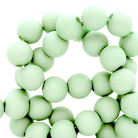 Mat acryl kralen rond 6mm Zacht groen, 40 stuks
