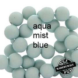 Mat acryl kralen rond 6mm aqua mist blue, 40 stuks