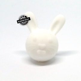 Siliconen kraal konijn wit 30 mm hoog, per stuk