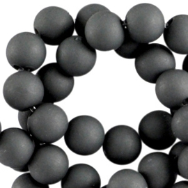 Mat acryl kralen rond 8 mm donker grey, 30 stuks