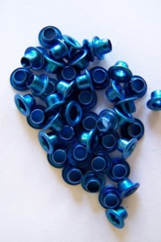 10 ronde eyelets metallic blauw