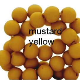 Mat acryl kralen rond 6mm mustard yellow, 40 stuks