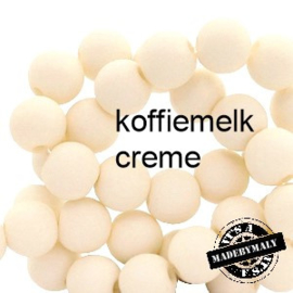 Mat acryl kralen rond 8 mm koffiemelkcreme, 30 stuks