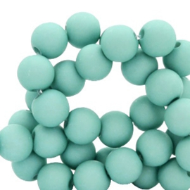 Mat acryl kralen rond 4mm zacht turquoise, 95 stuks