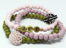 Prachtige naam armband en uni armbandenset. (3 armbanden) Houten kralen  Kies zelf je kleuren