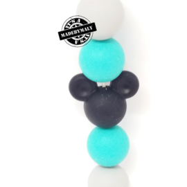 Siliconen mickey mouse kraal turquoise,  24mm,  per stuk