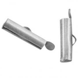 DQ metalen schuif eindkap schuifslotje 15.5 x 6 mm Antiek Zilver (nikkelvrij) - miyuki