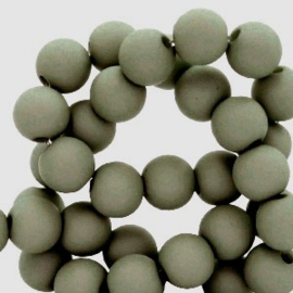 Mat acryl kralen rond 6mm pale olive green, 40 stuks