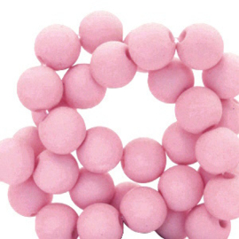 Mat acryl kralen rond 8 mm roze, 30 stuks