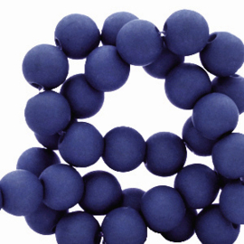 Mat acryl kralen rond 6mm avond blauw, 40 stuks