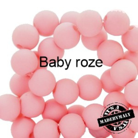 Mat acryl kralen rond 8 mm babyroze, 30 stuks