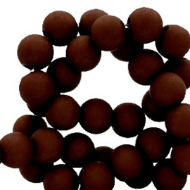 Mat acryl kralen rond 6mm chocolade bruin, 40 stuks