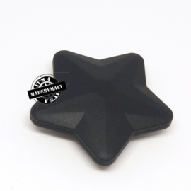 Siliconen ster zwart  40 mm. groot, per stuk