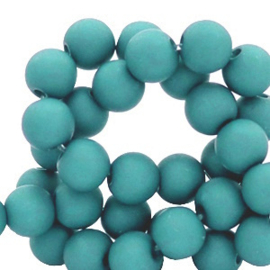 Mat acryl kralen rond 4mm turquoise, 95 stuks