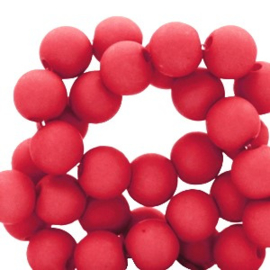 Mat acryl kralen rond 6mm Flame red, 40 stuks