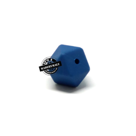 Siliconen hexagon facet kraal 14 mm, blauw