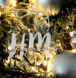 Kerstbal acryl met naam - gezin