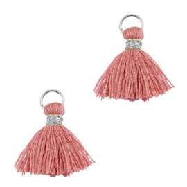 Ibiza style mini kwastje Zilver-antique rose