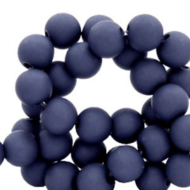 Mat acryl kralen rond 4mm marine blauw, 95 stuks