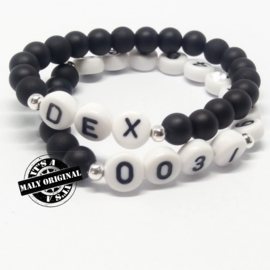 Naam armband  en telefoonnummer armband (2 armbanden)  Kies zelf je kleuren