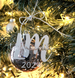 Kerstbal acryl met naam - samen