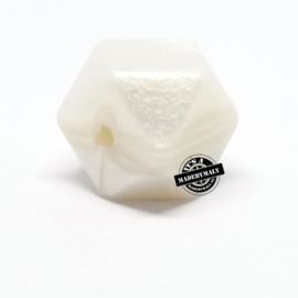 Siliconen hexagon facet kraal 17 mm, wit pearl