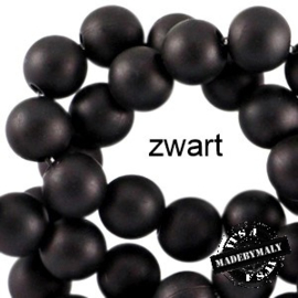 Mat acryl kralen rond 8 mm zwart, 30 stuks