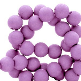 Mat acryl kralen rond 6mm roze lila, 40 stuks