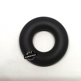 Siliconen bijtring  43 mm. groot, per stuk, zwart