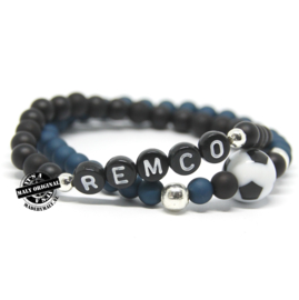 Naamarmband en voetbalarmband (2 armbanden) kies zelf je kleur