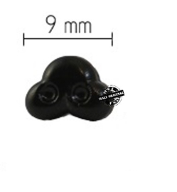 1 zwart veiligheidsneusje gedetailleerd 9 mm zwart