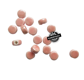 vlakke keramische kraal zalm roze 8mm