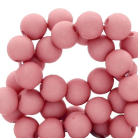 Mat acryl kralen rond 6mm lantana pink, 40 stuks