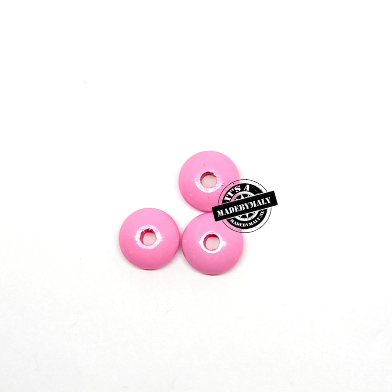 Houten kralen discus 12 mm. roze