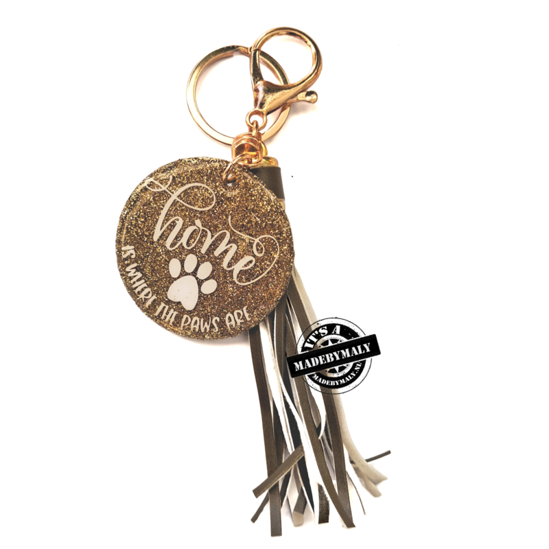 Luxe sleutelhanger  - home is where the paws are