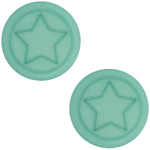 Cabochon Polaris 12mm met ster,  aqua blue