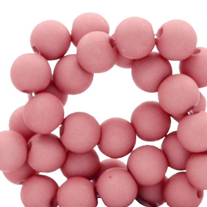 Mat acryl kralen rond 6mm lantana roze, 40 stuks