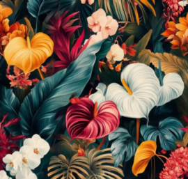 Bijbelhoes kunstleer kleurrijke tropische bloemen