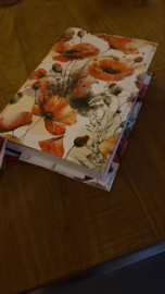Bijbelhoes Kunstleer bloemen klaprozen geschilderd