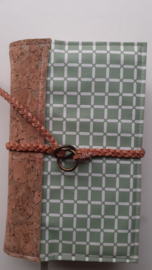 Oud groen wafel bijbelhoes (incl. rug van kurk en gevlochten veter )  15,6 cm Bijbelhoes voor HSV met psalmen