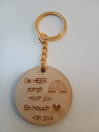 Sleutelhanger met houten label