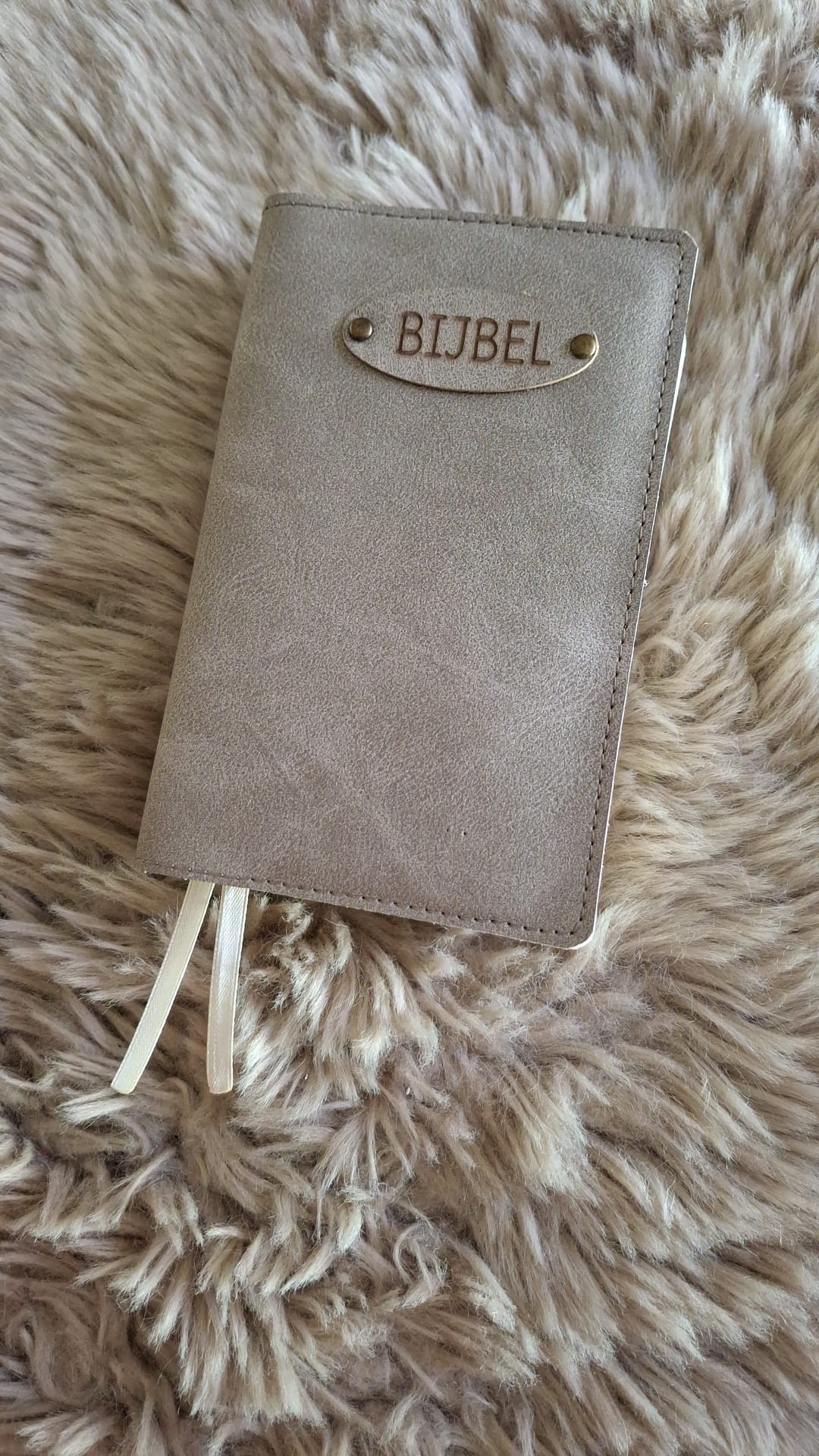 HSV met Psalmen 15,6: Bijbelhoes Vegan Leather Grijs/Taupe